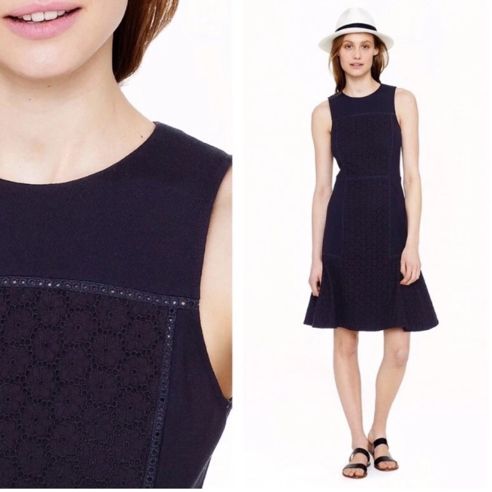 J Crew Collection Panelled Eyelet midi Dress little black dress size 2